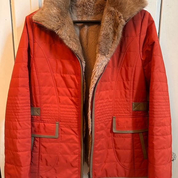 ZiZon Rabbit Fur Lined Jacket – Orange – Size M – Made in Korea - Picture 3 of 8